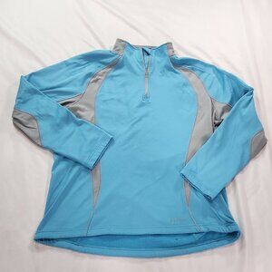 LL Bean Mens 1/2 Half Zip Pullover Gym Running Wicking Blue Pocket XL
